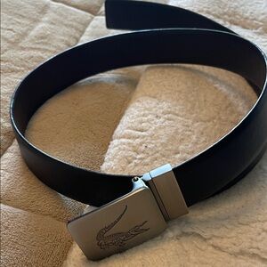 Black Leather Belt with Silver Buckle